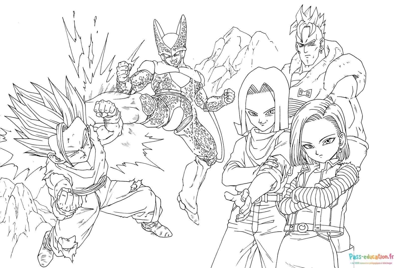 Coloriage Vegeta et ses ennemis à imprimer et colorier