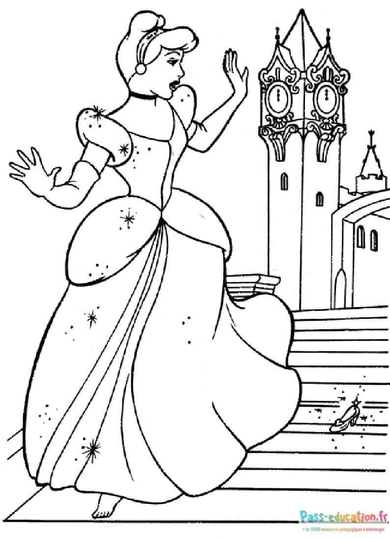 Coloriage Cendrillon danseuse à imprimer et colorier