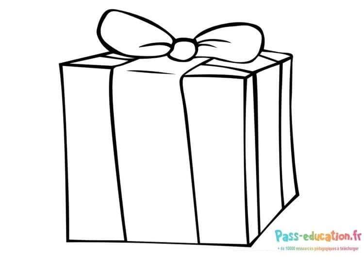 Coloriage Cadeau avec nœud à imprimer et colorier