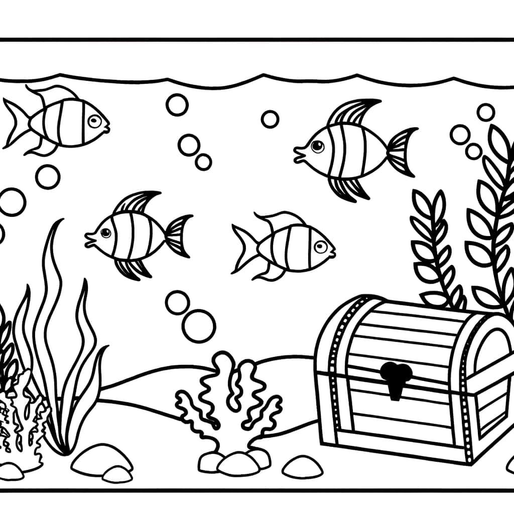 Coloriage Aquarium tropical à imprimer et colorier
