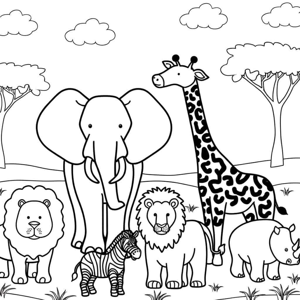Coloriage Animaux africains à imprimer et colorier
