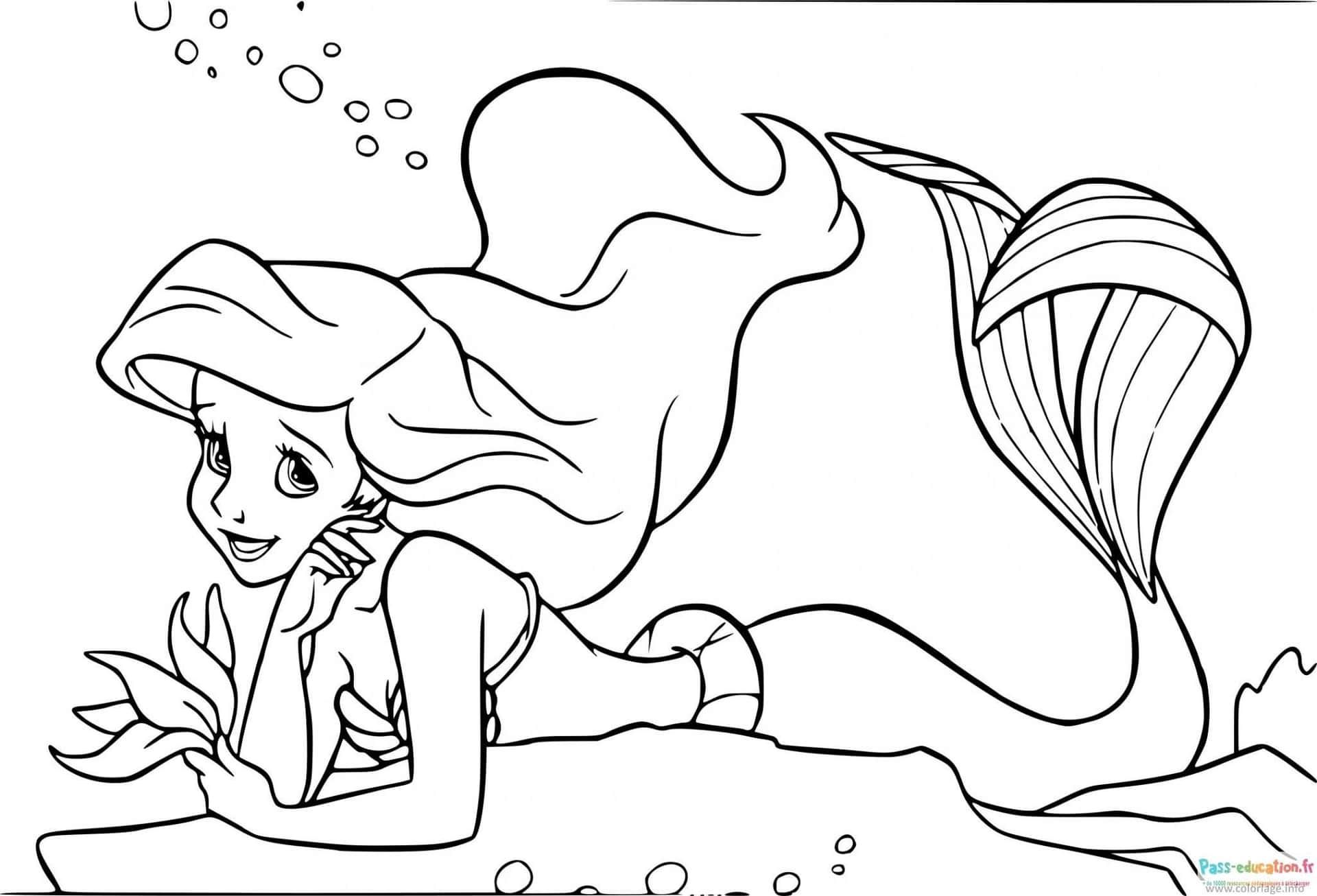Coloriage Sirène contemplative à imprimer et colorier