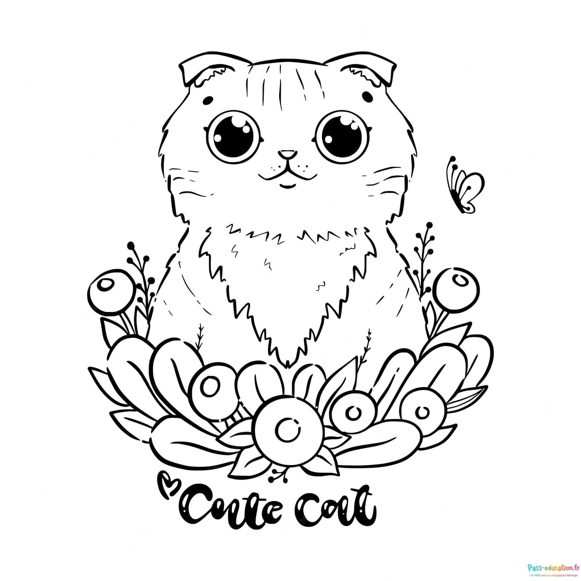 Coloriage Chat mignon à imprimer et colorier