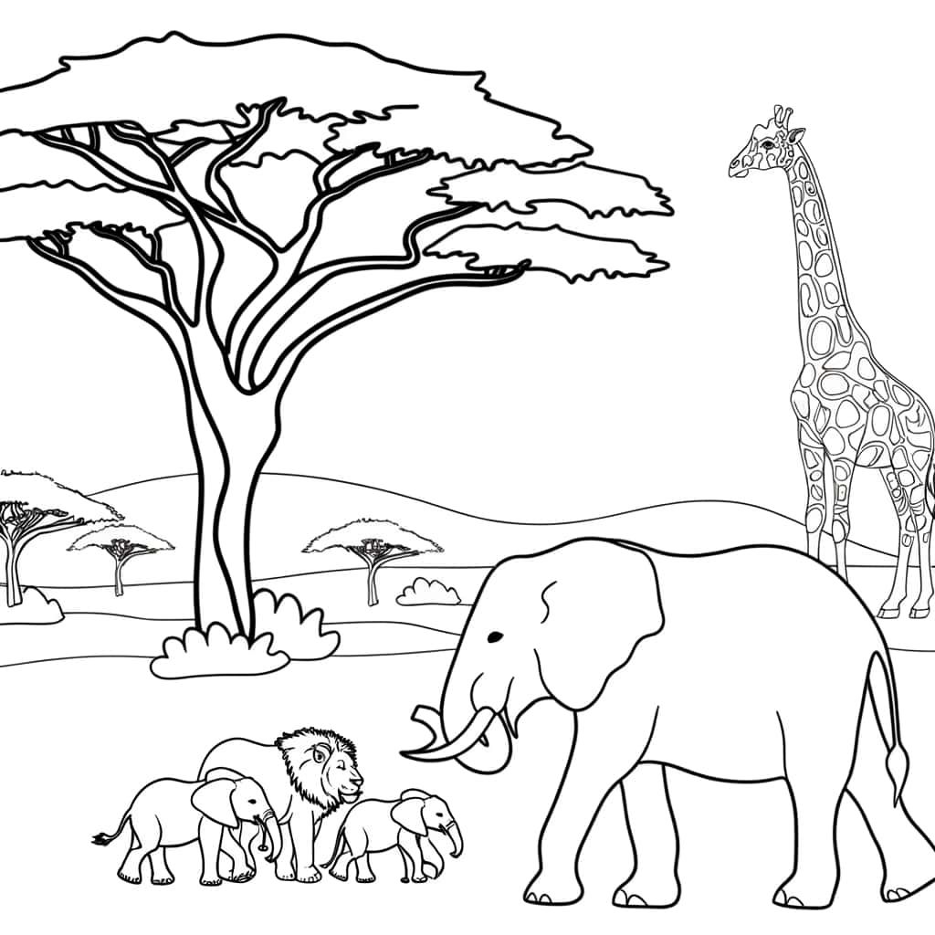Coloriage Savane africaine à imprimer et colorier