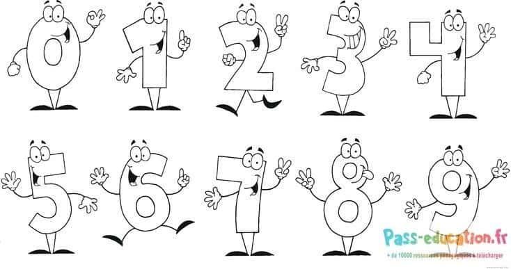 Coloriage Chiffres amusants à imprimer et colorier