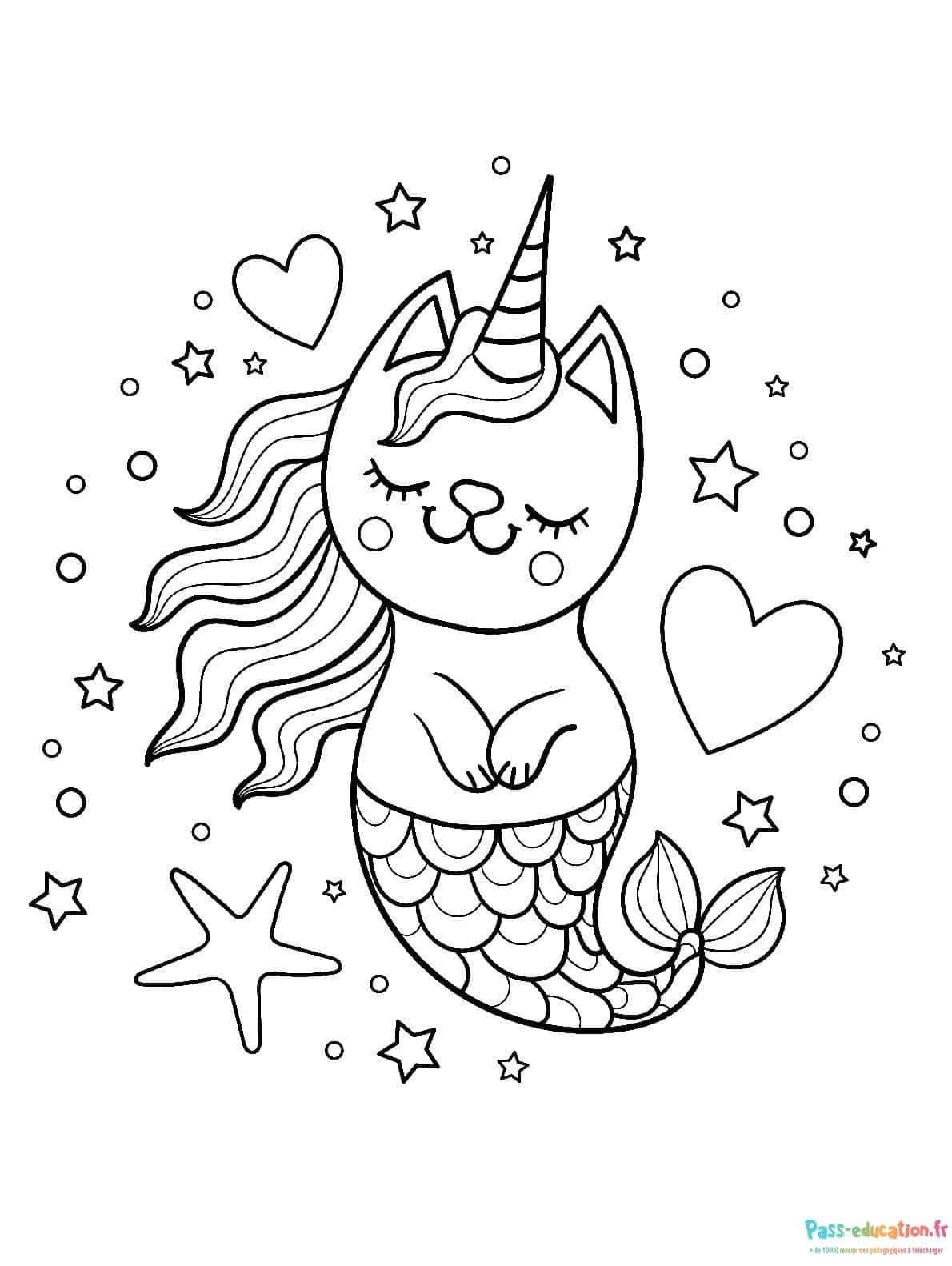 Coloriage Licorne des mers à imprimer et colorier