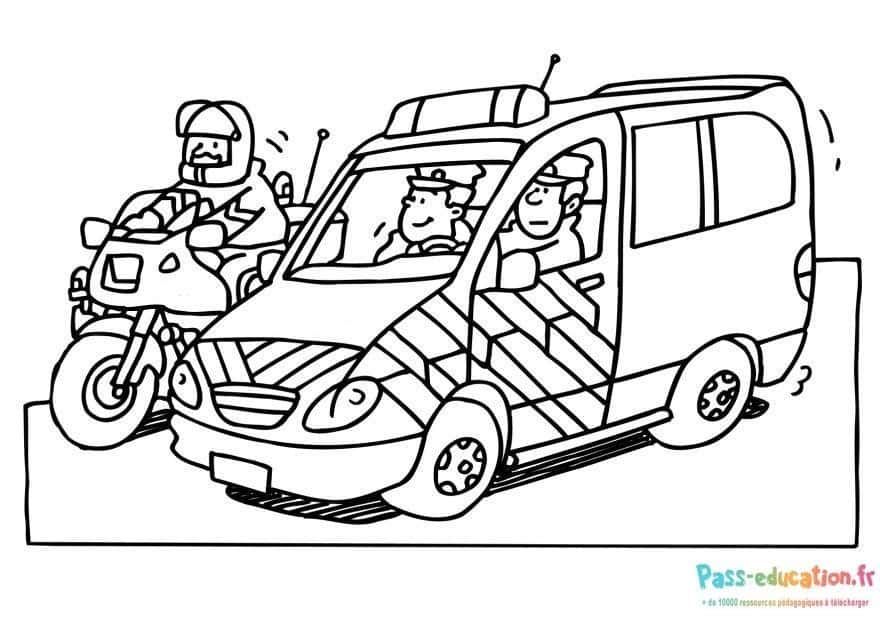 Coloriage Policier en action à imprimer et colorier