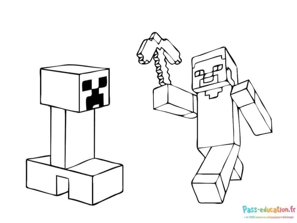 Coloriage Minecraft en action à imprimer et colorier