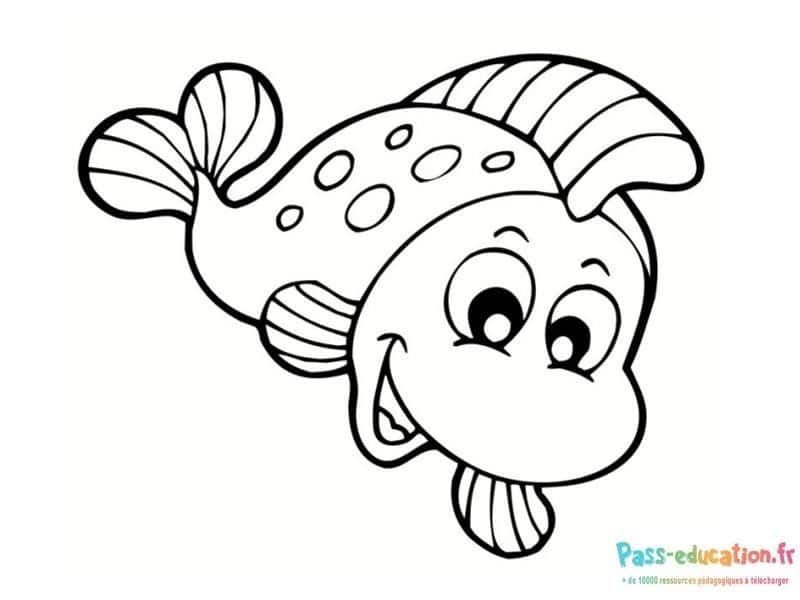 Coloriage Poisson souriant à imprimer et colorier