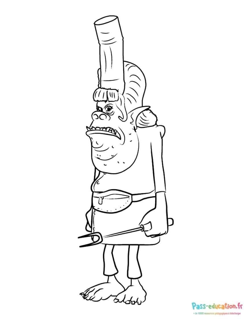Coloriage Troll cuisinier à imprimer et colorier