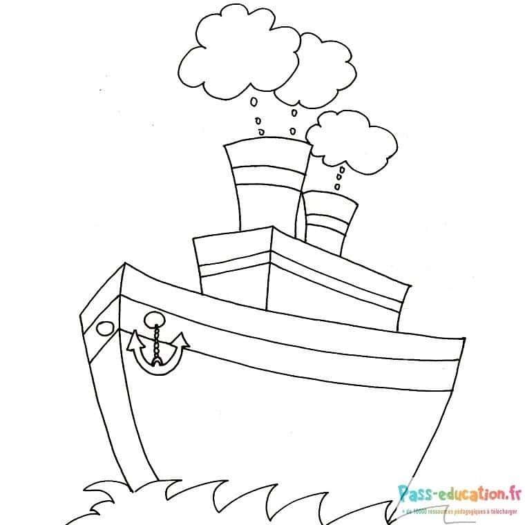 Coloriage Bateau à vapeur à imprimer et colorier