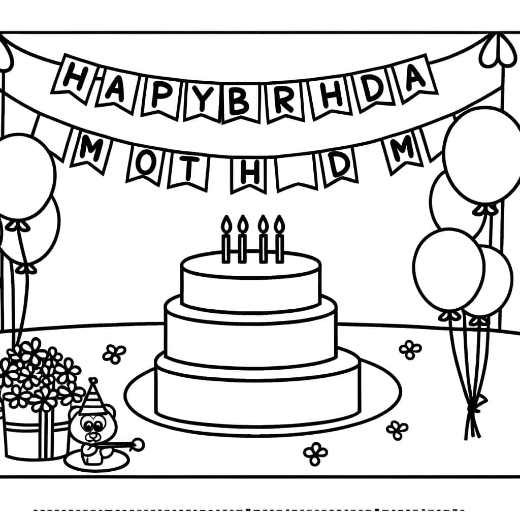 Coloriage Anniversaire Maman à imprimer et colorier