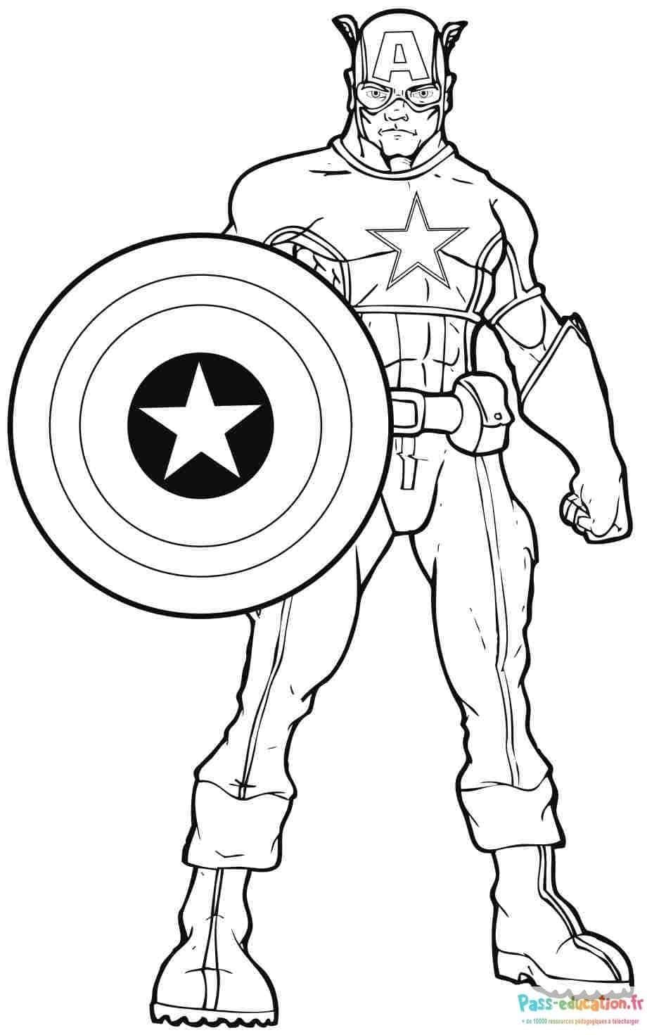 Coloriage Super-héros bouclier à imprimer et colorier