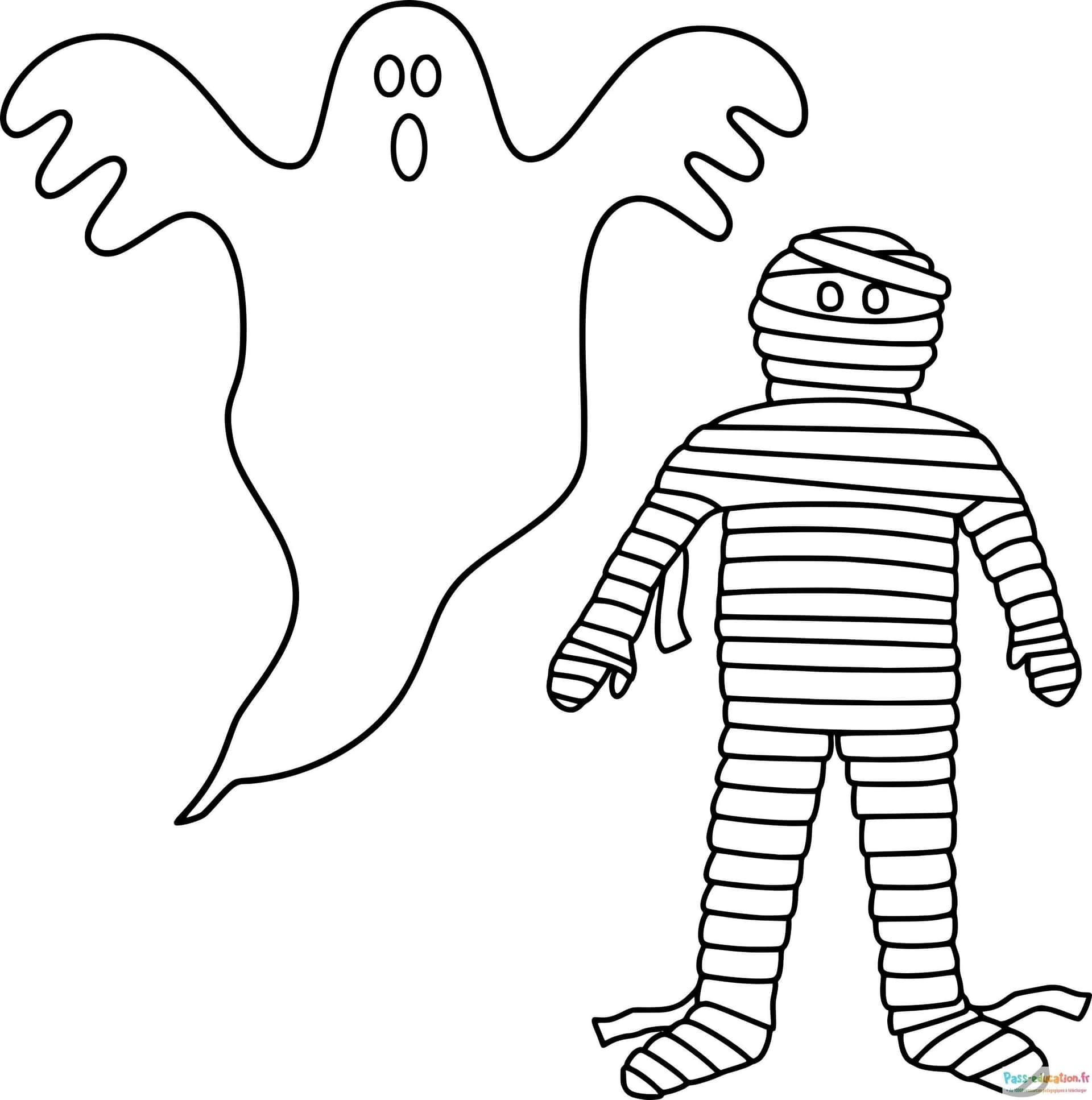 Coloriage Fantôme et momie à imprimer et colorier