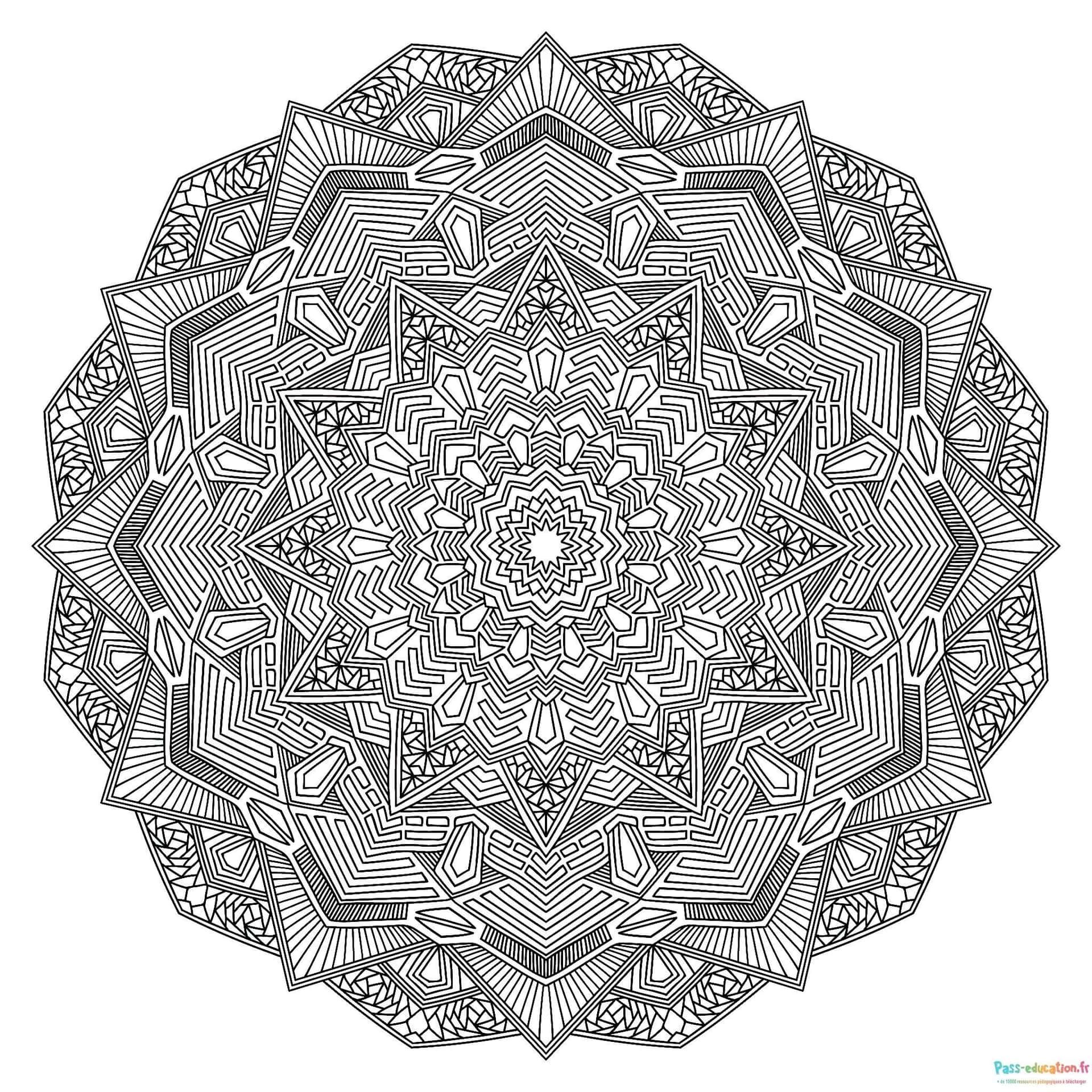 Coloriage Mandala géométrique à imprimer et colorier