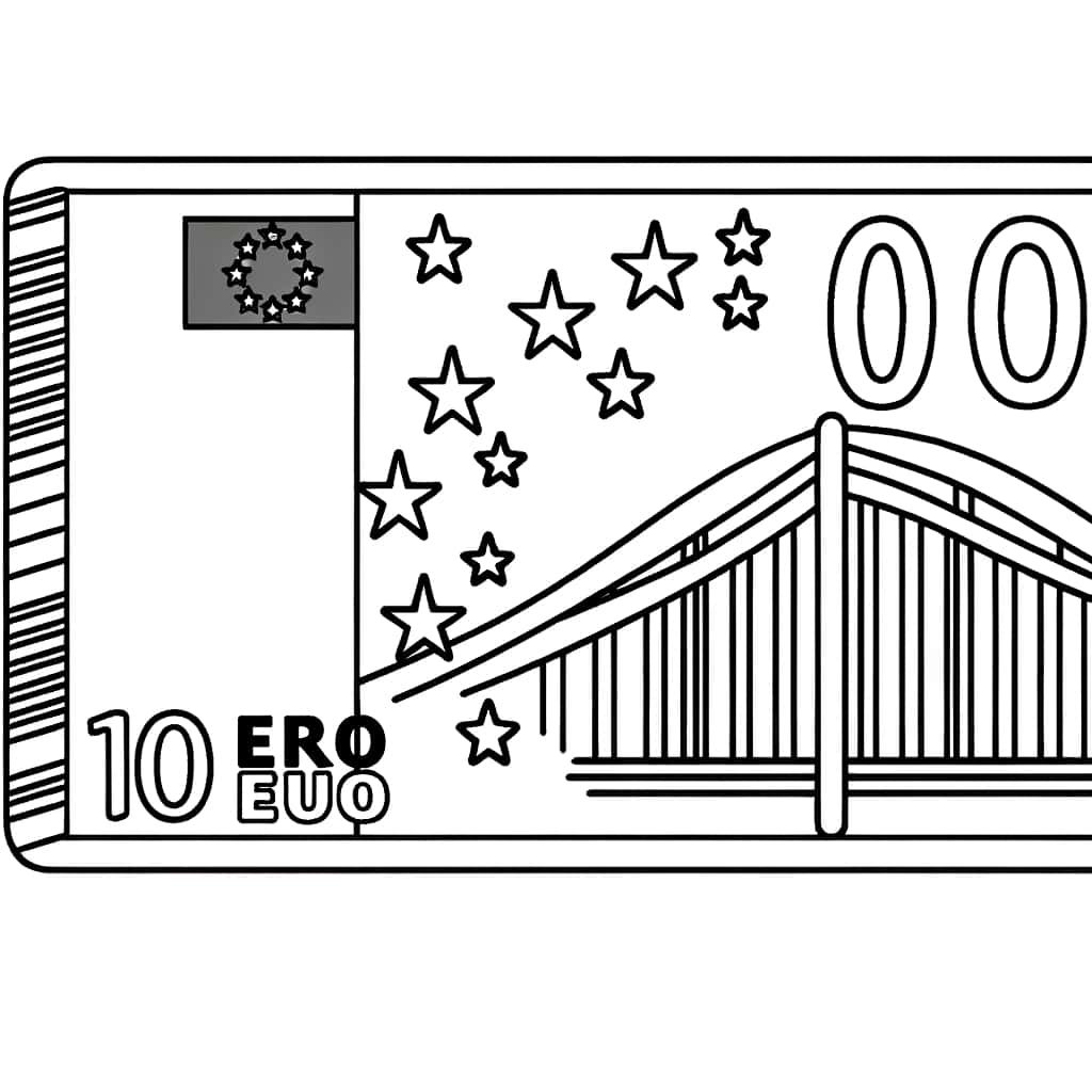 Coloriage Billet de dix euros à imprimer et colorier