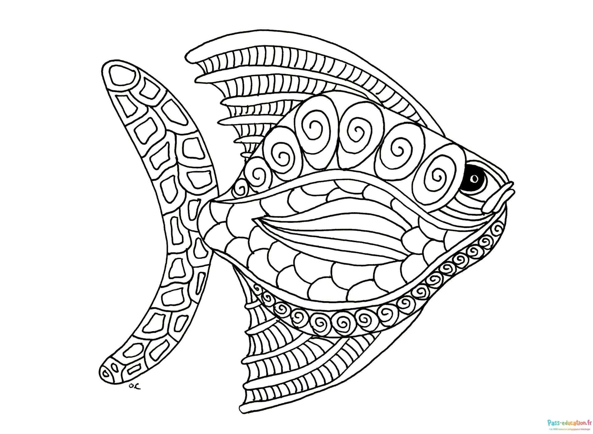 Coloriage Poisson stylisé à imprimer et colorier