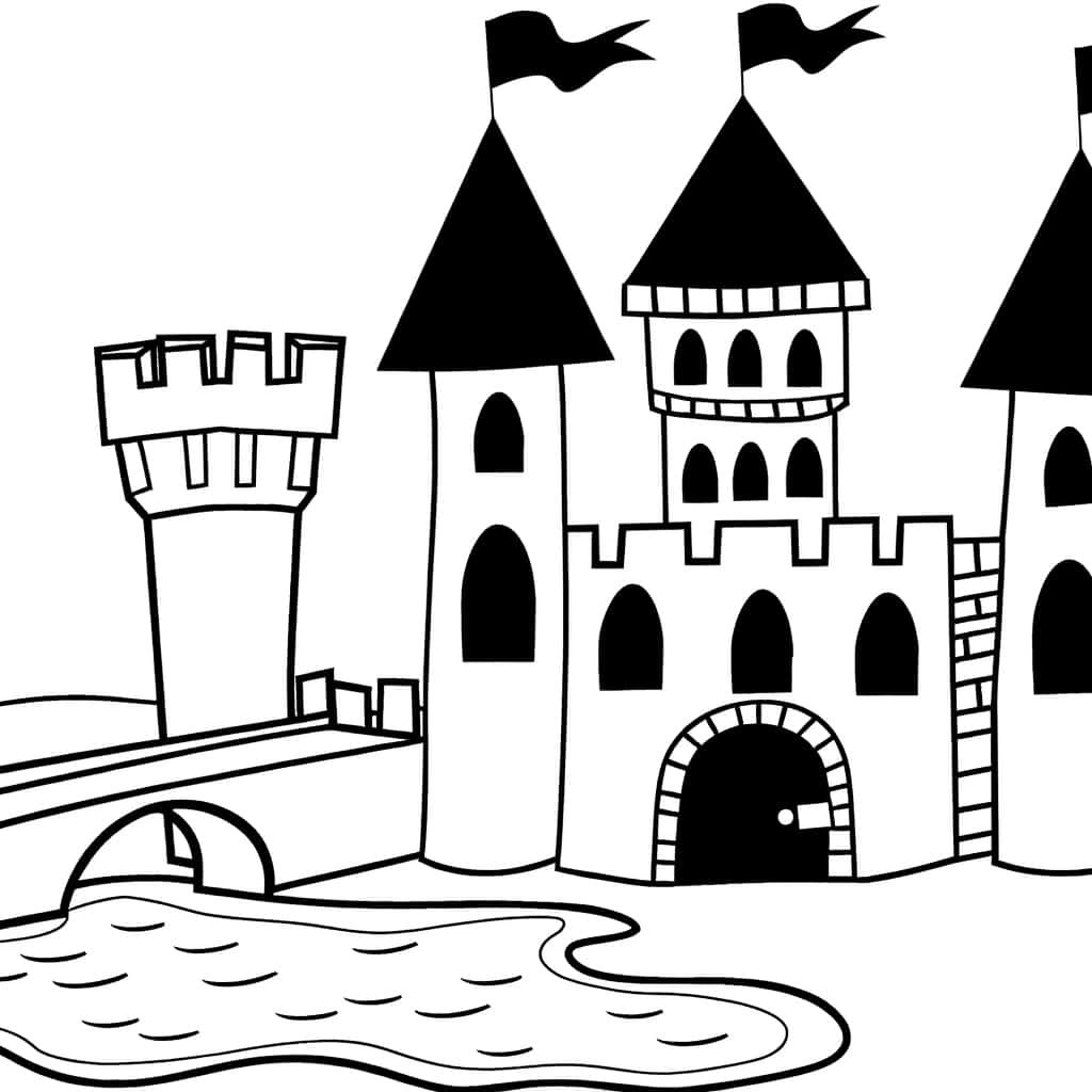Coloriage Château médiéval à imprimer et colorier