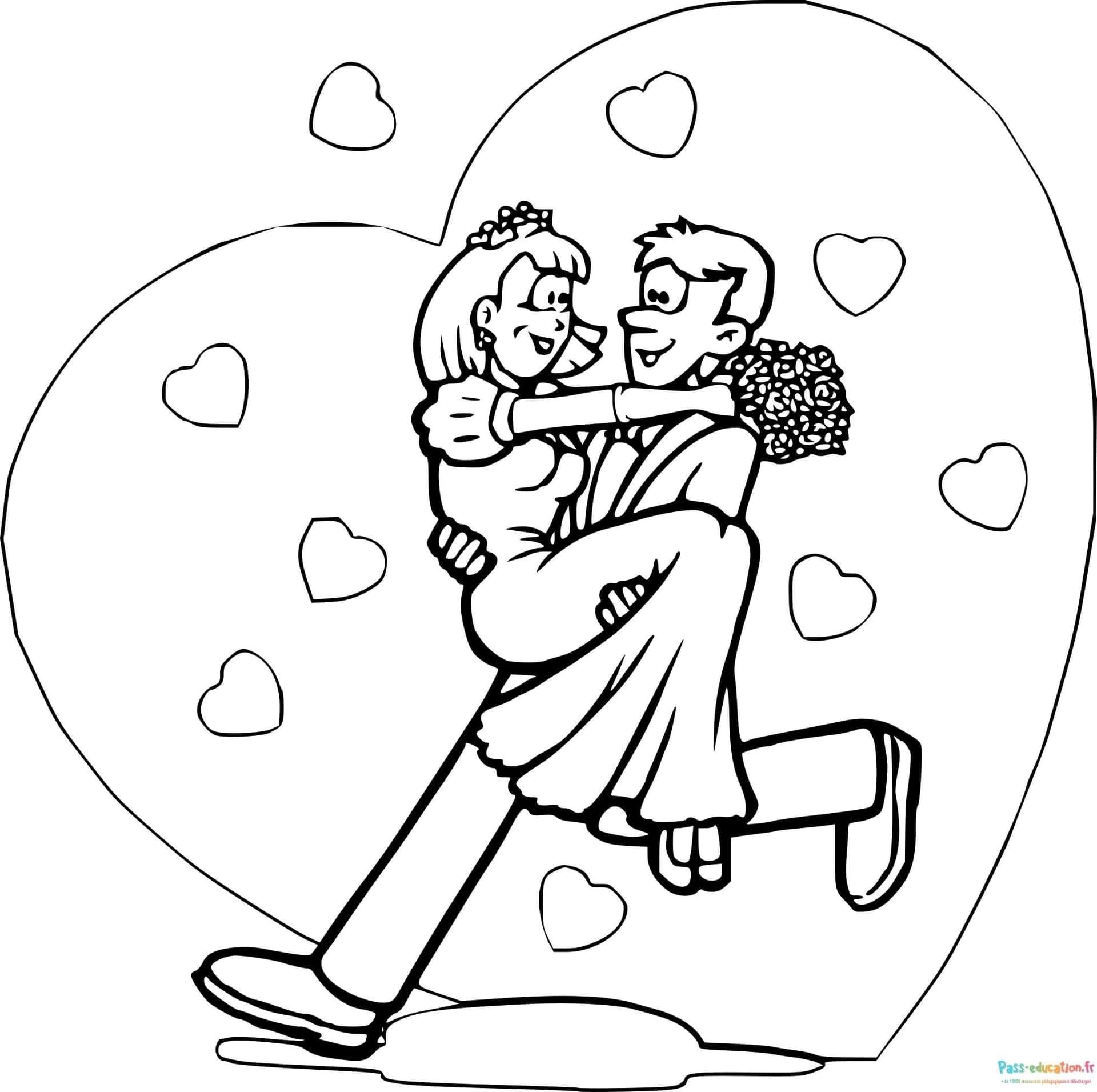 Coloriage Danse des amoureux à imprimer et colorier
