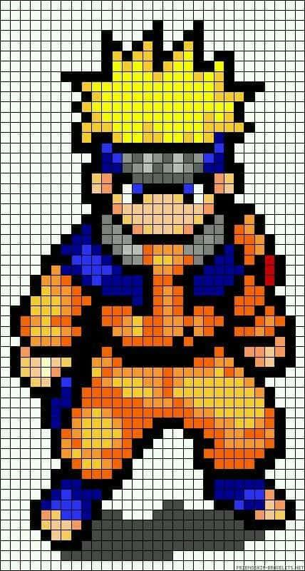 Coloriage Naruto en pixels à imprimer et colorier