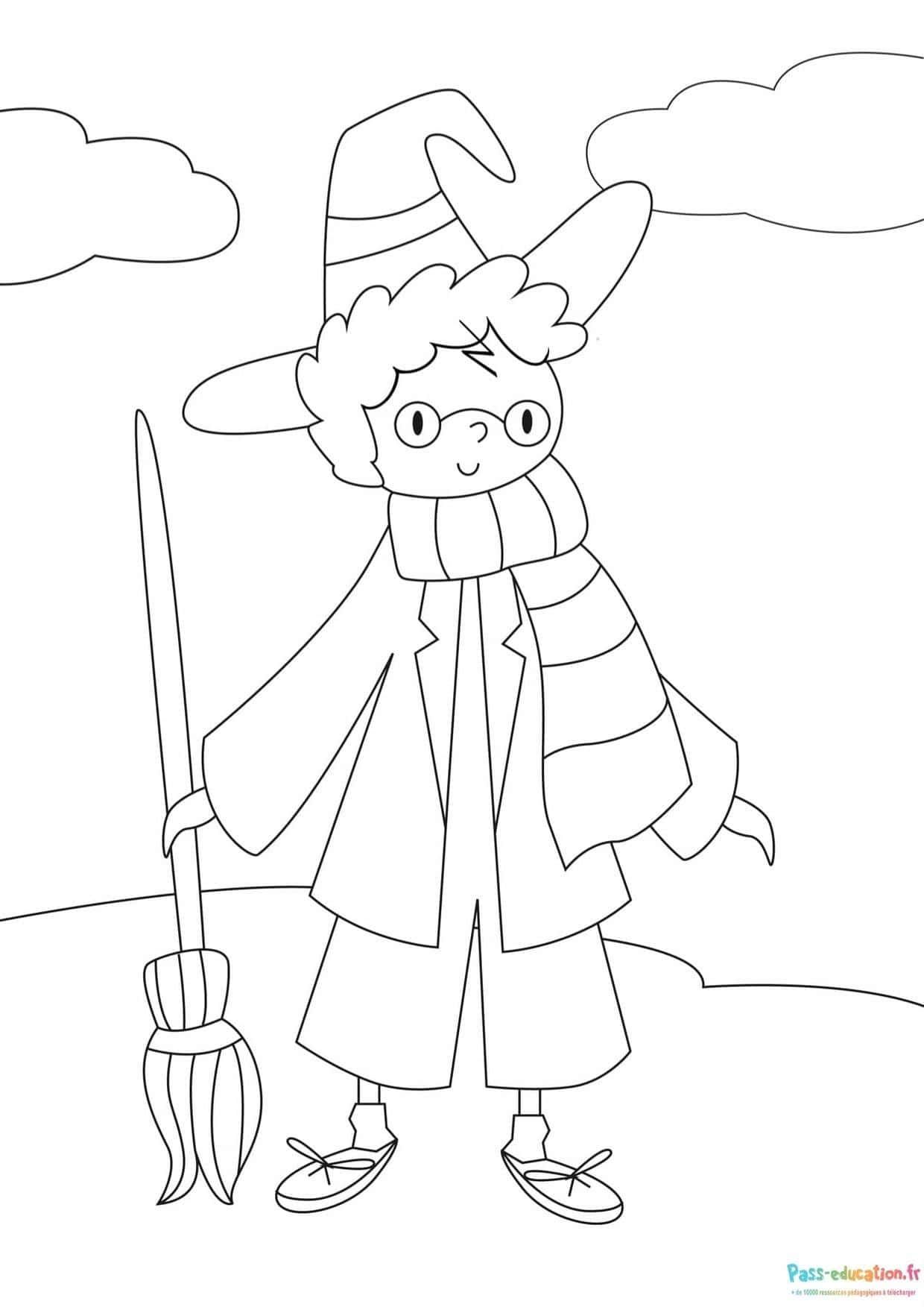 Coloriage Sorcier enfant à imprimer et colorier