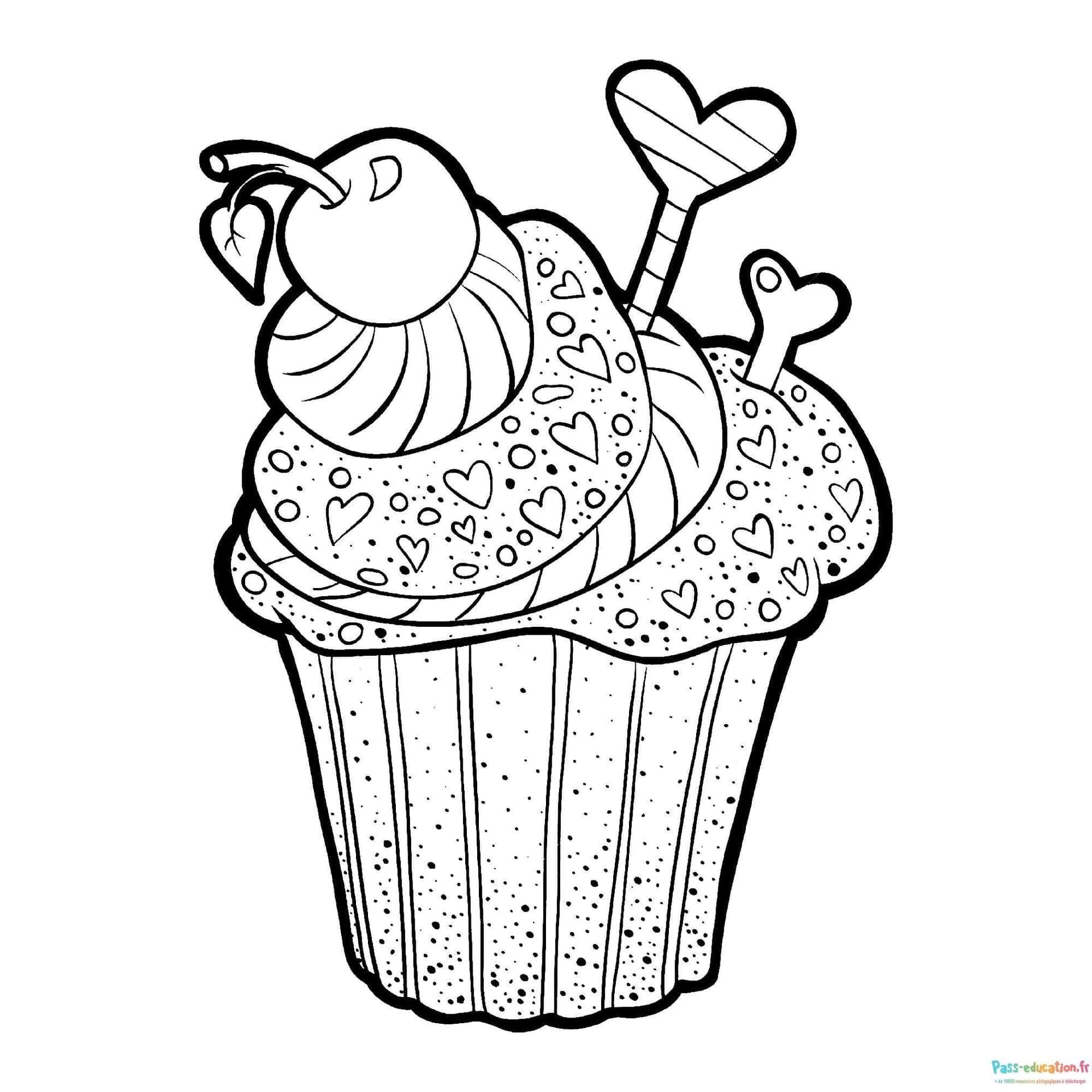 Coloriage Cupcake décoratif à imprimer et colorier