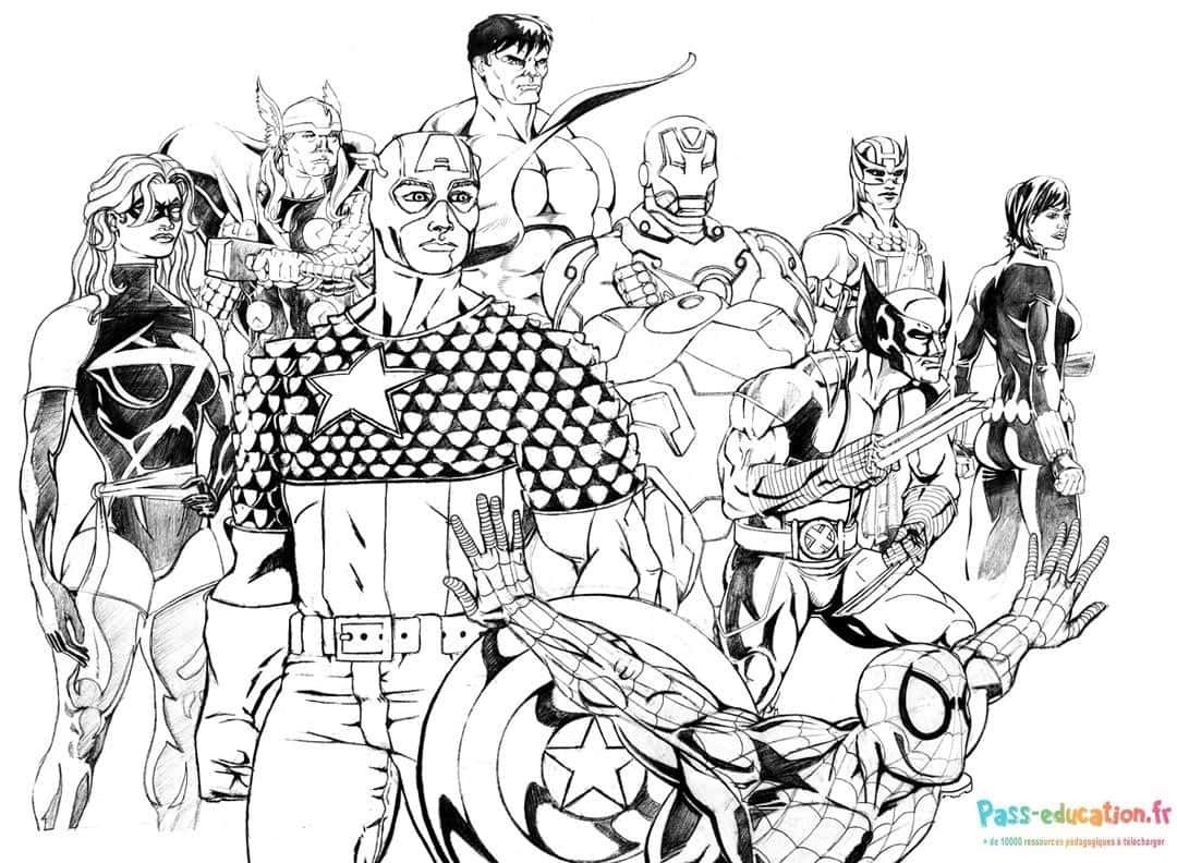 Coloriage Avengers réunis à imprimer et colorier