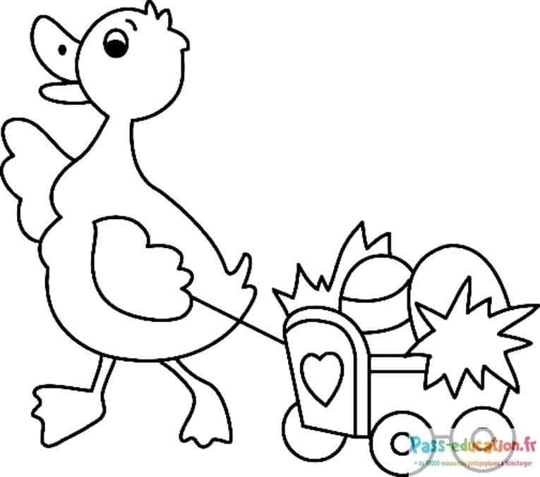 Coloriage Canard et chariot à imprimer et colorier
