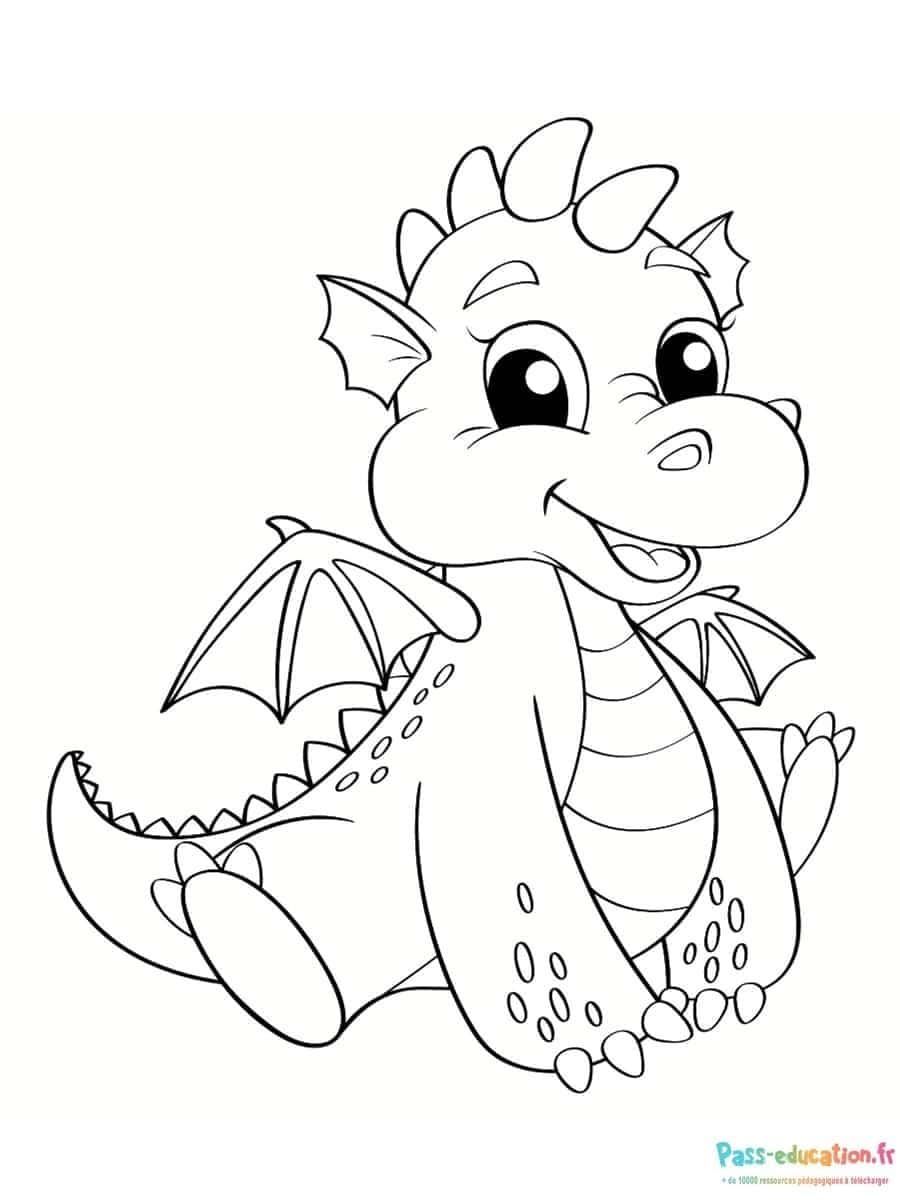 Coloriage Dragon souriant à imprimer et colorier