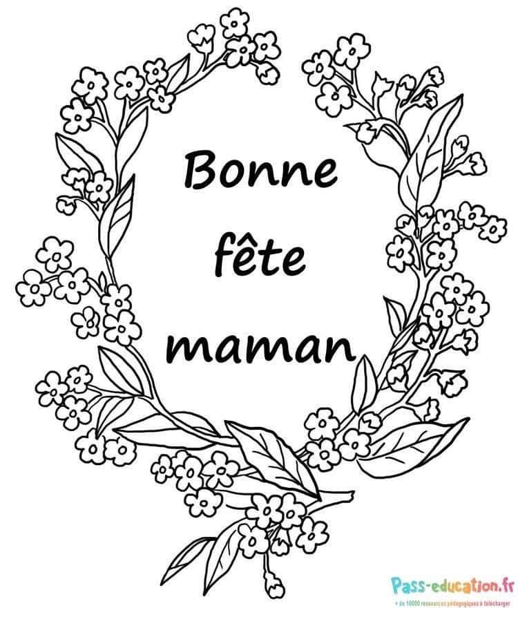 Coloriage Fête des Mères Florale à imprimer et colorier