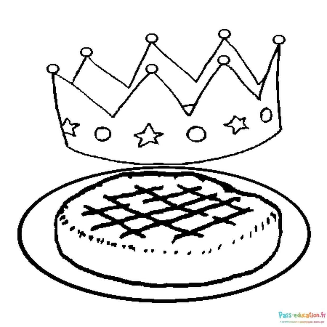 Coloriage Galette et couronne à imprimer et colorier