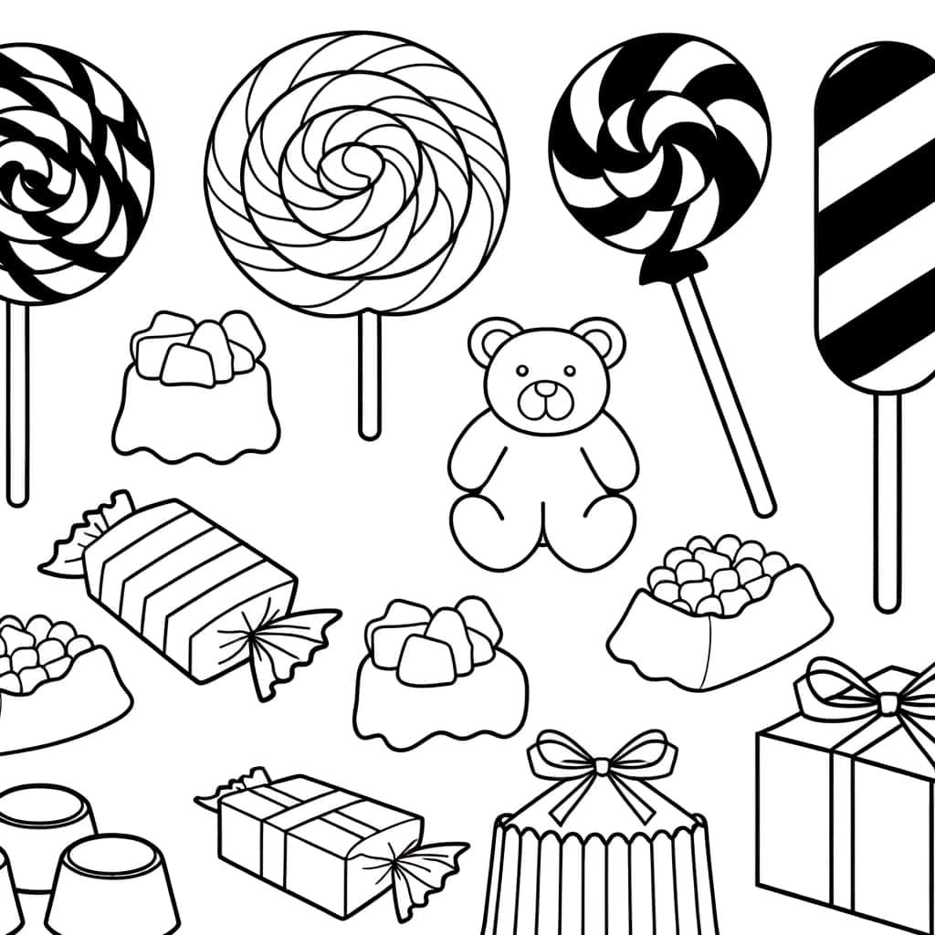 Coloriage Bonbons et sucettes à imprimer et colorier