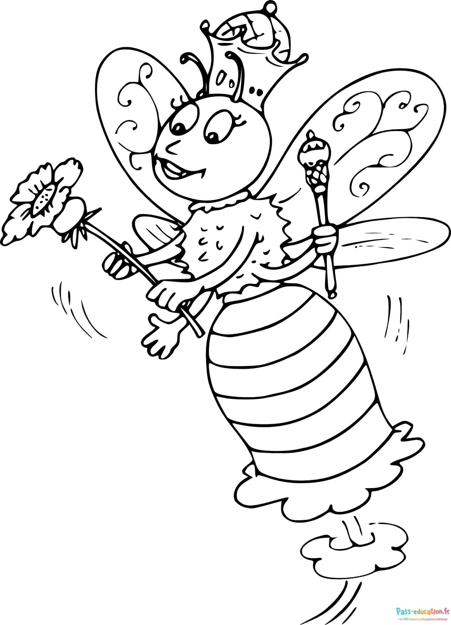 Coloriage Reine des abeilles à imprimer et colorier
