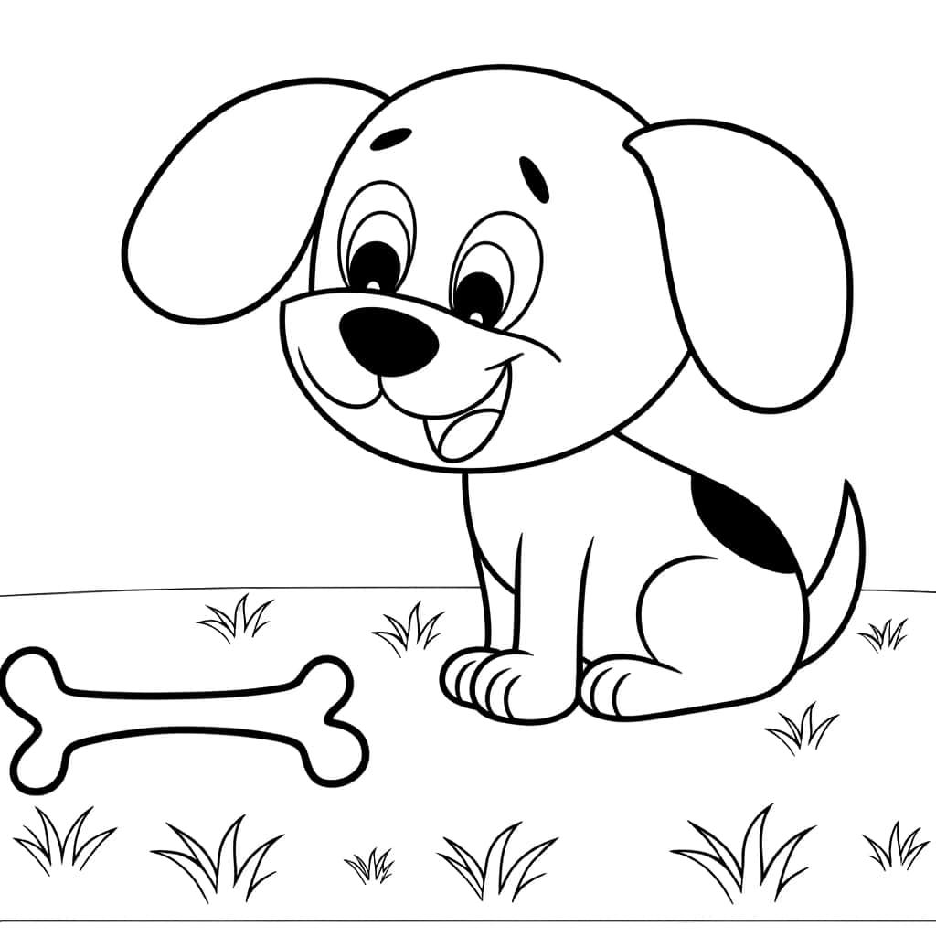 Coloriage Chien joyeux à imprimer et colorier