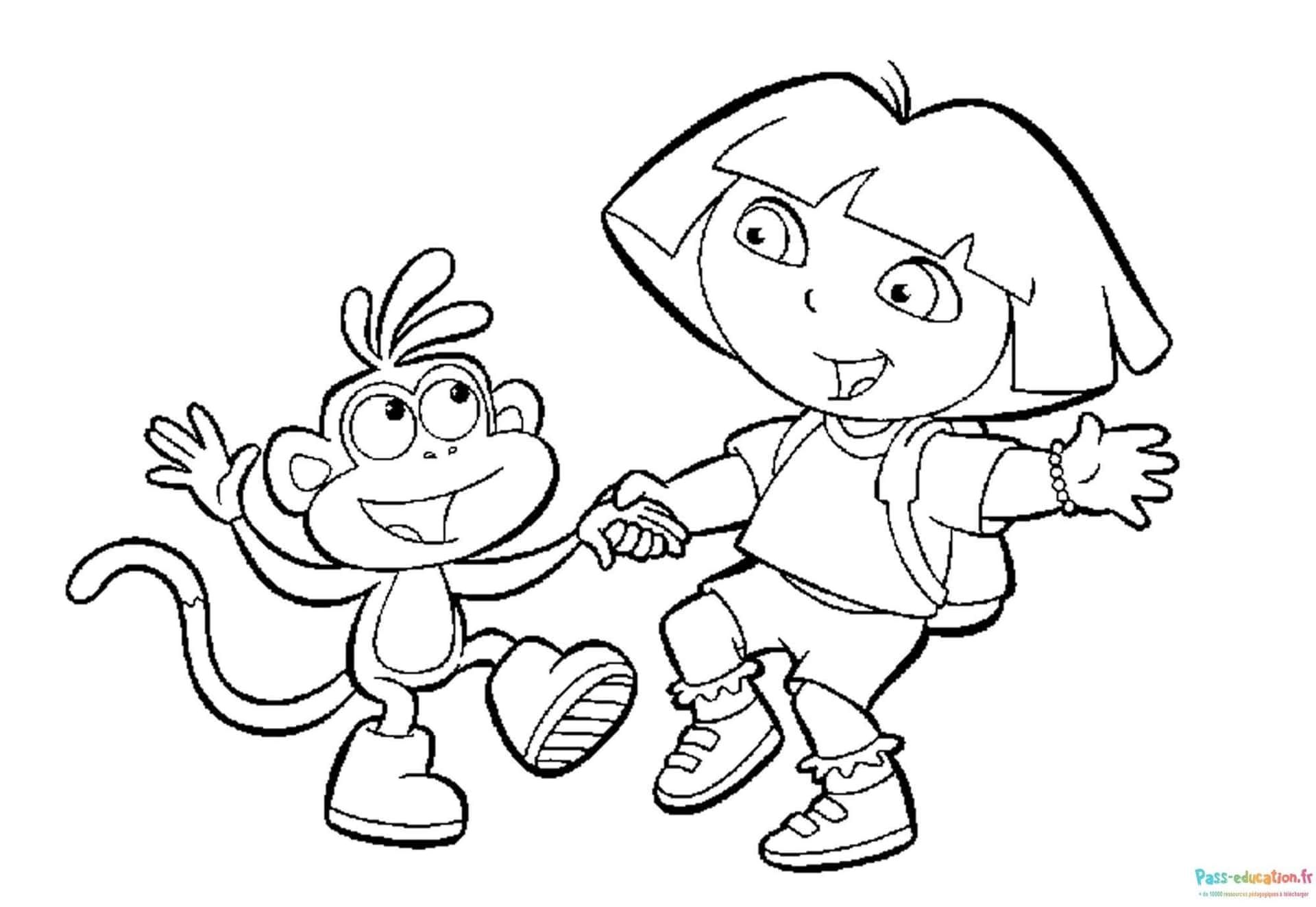 Coloriage Dora et Babouche à imprimer et colorier