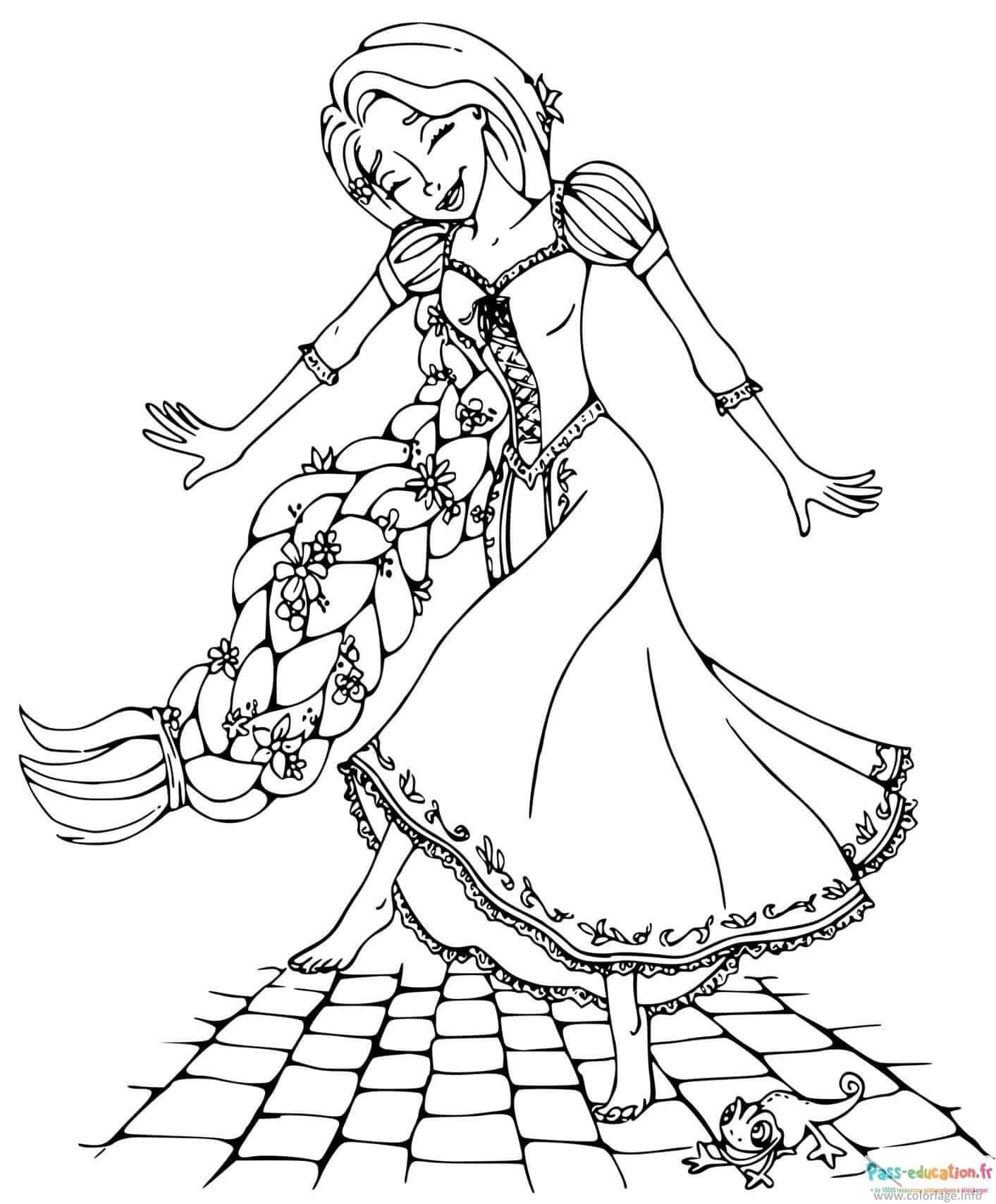 Coloriage Raiponce et Pascal à imprimer et colorier