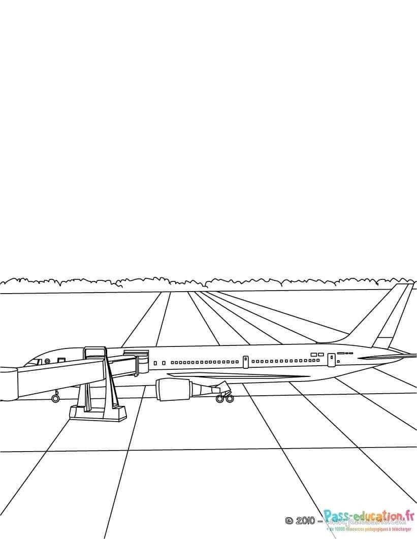 Coloriage Avion à l'aéroport à imprimer et colorier