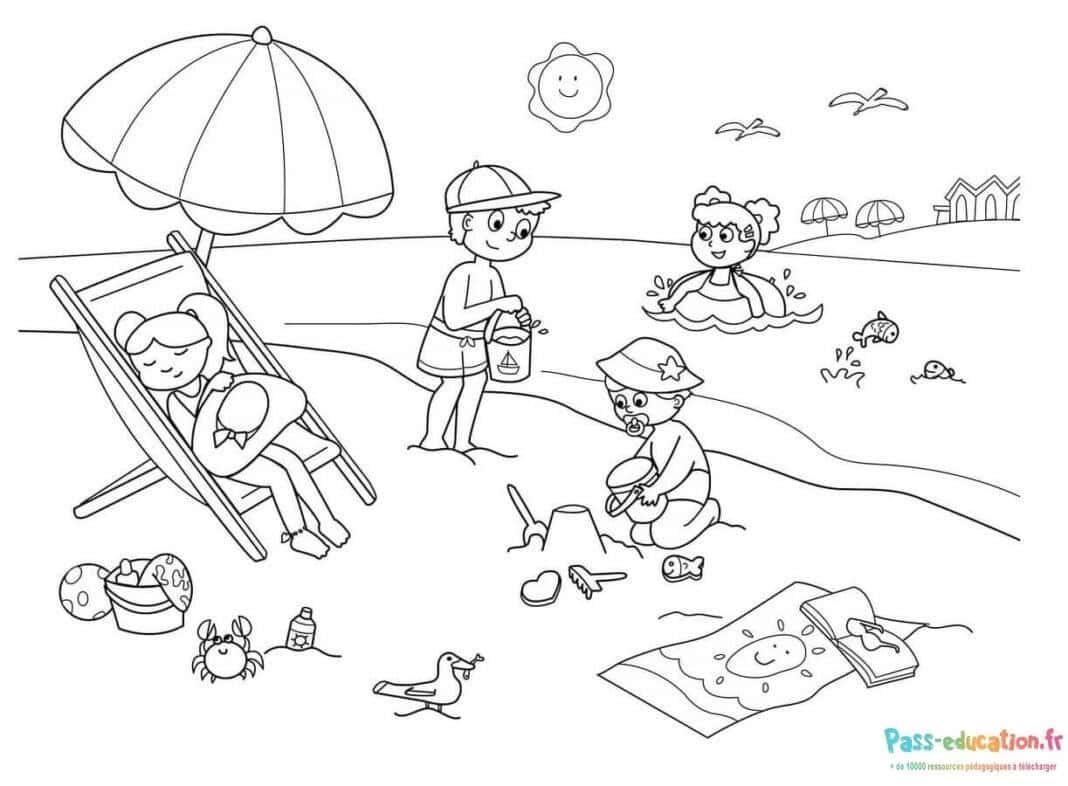 Coloriage Journée à la plage à imprimer et colorier