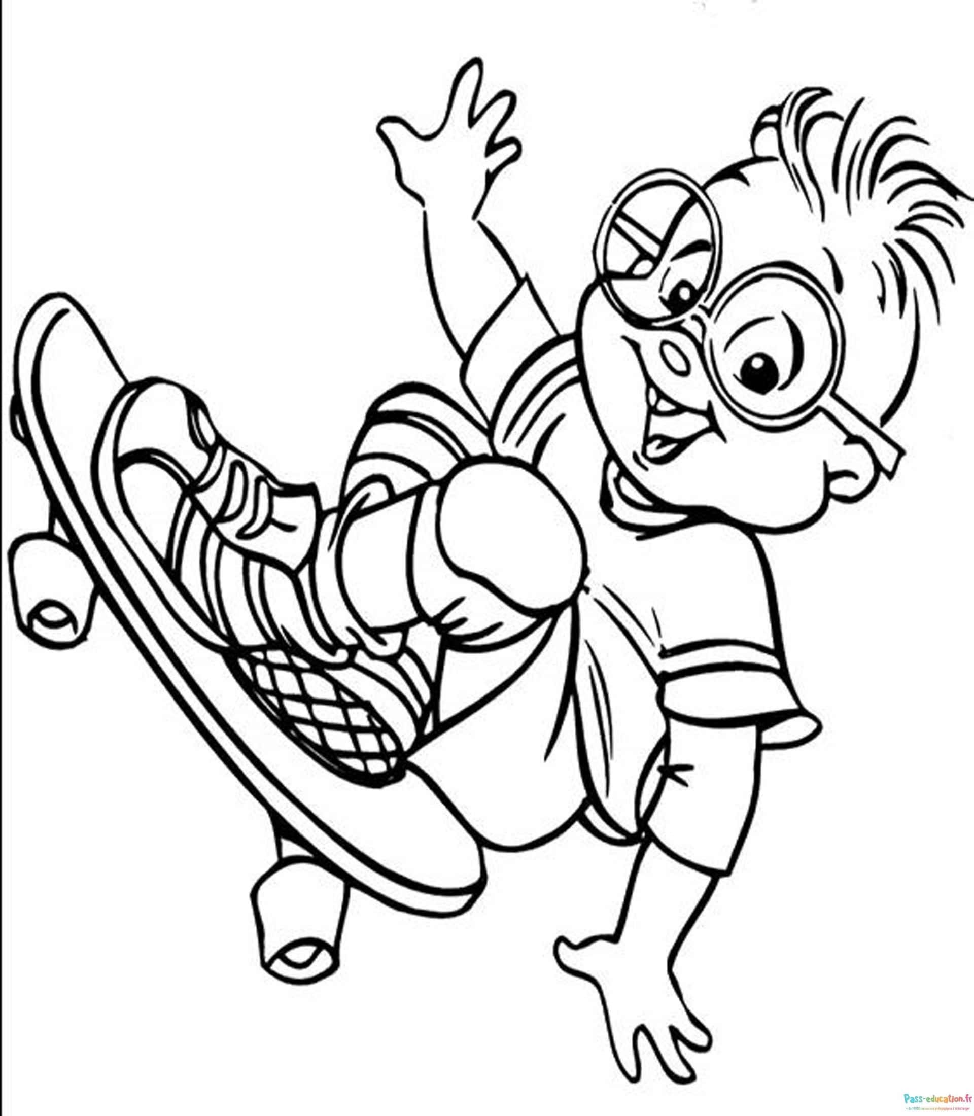 Coloriage Skateur en action à imprimer et colorier