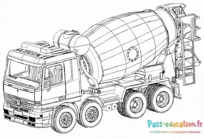 Coloriage Camion toupie béton à imprimer et colorier