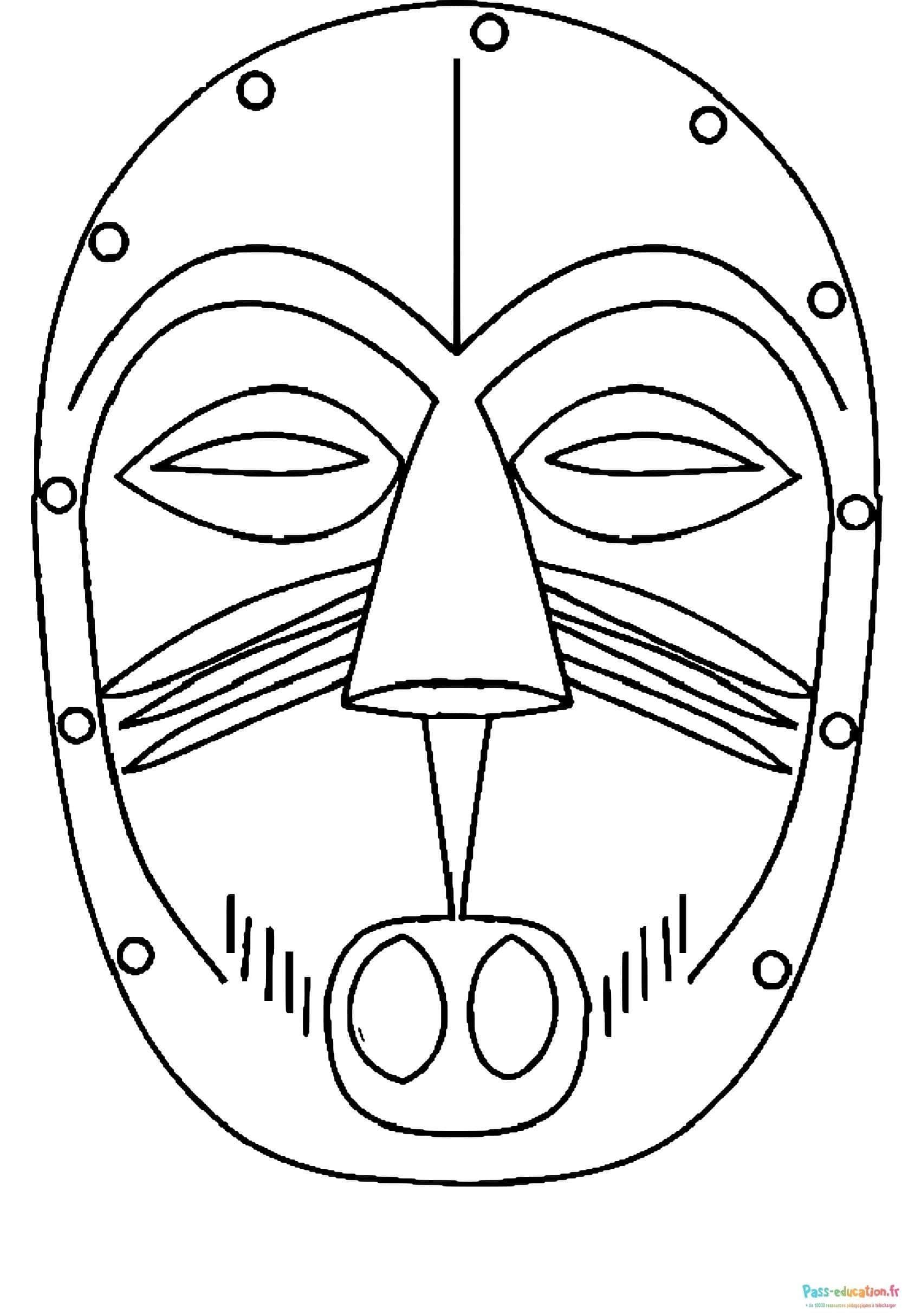 Coloriage Masque africain à imprimer et colorier