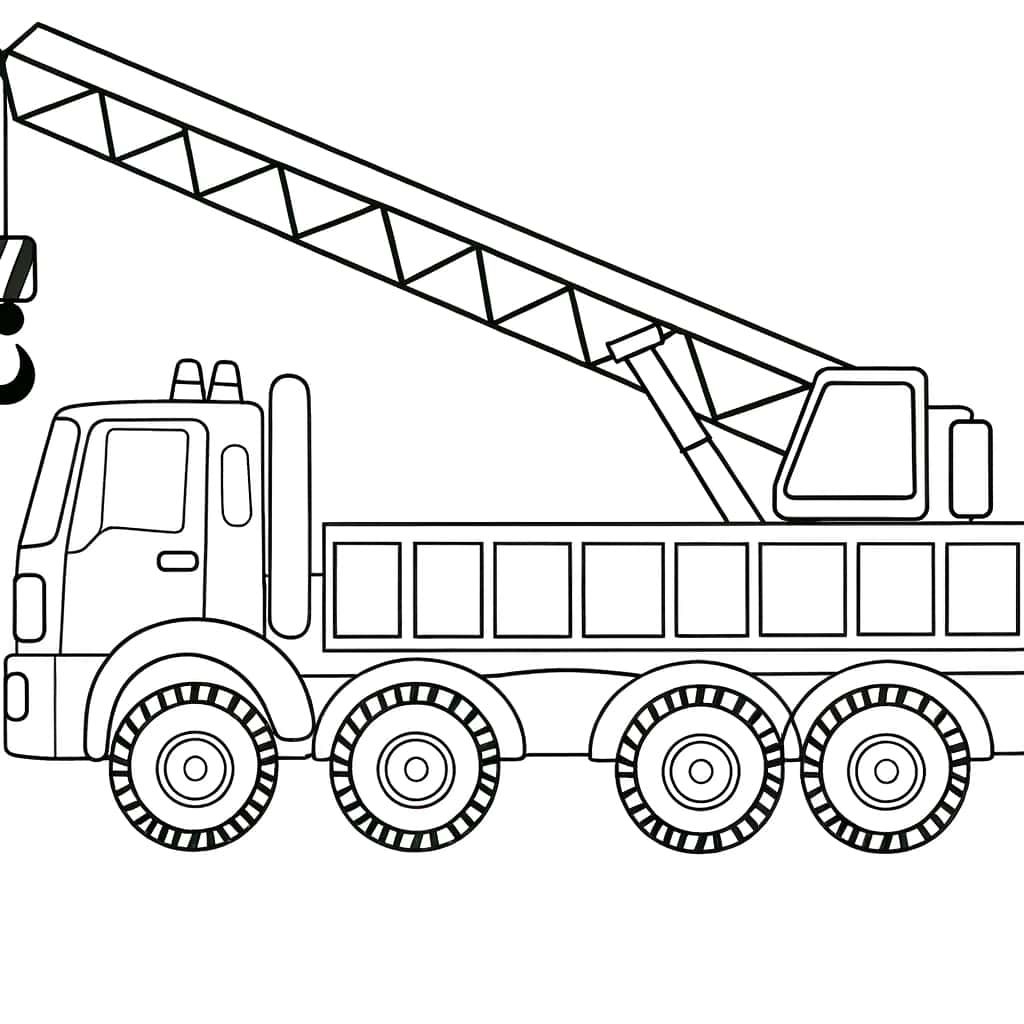 Coloriage Camion Grue à imprimer et colorier