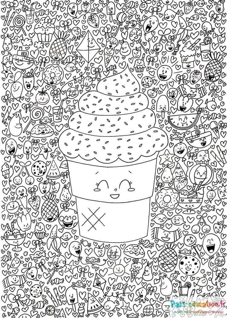 Coloriage Douceur Kawaii à imprimer et colorier