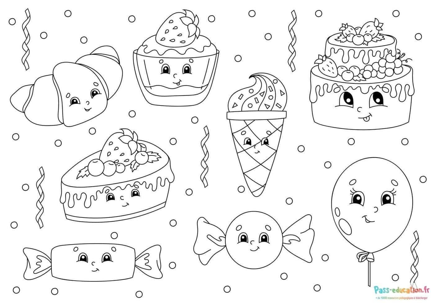 Coloriage Fête gourmande à imprimer et colorier