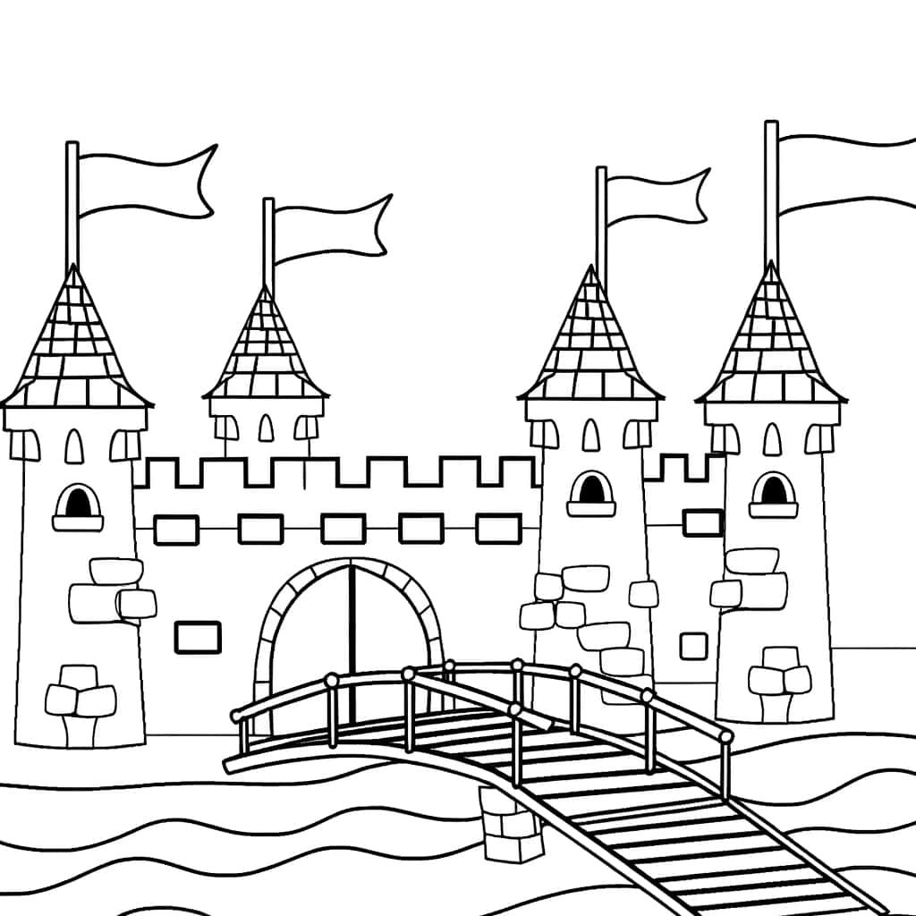 Coloriage Château médiéval à imprimer et colorier