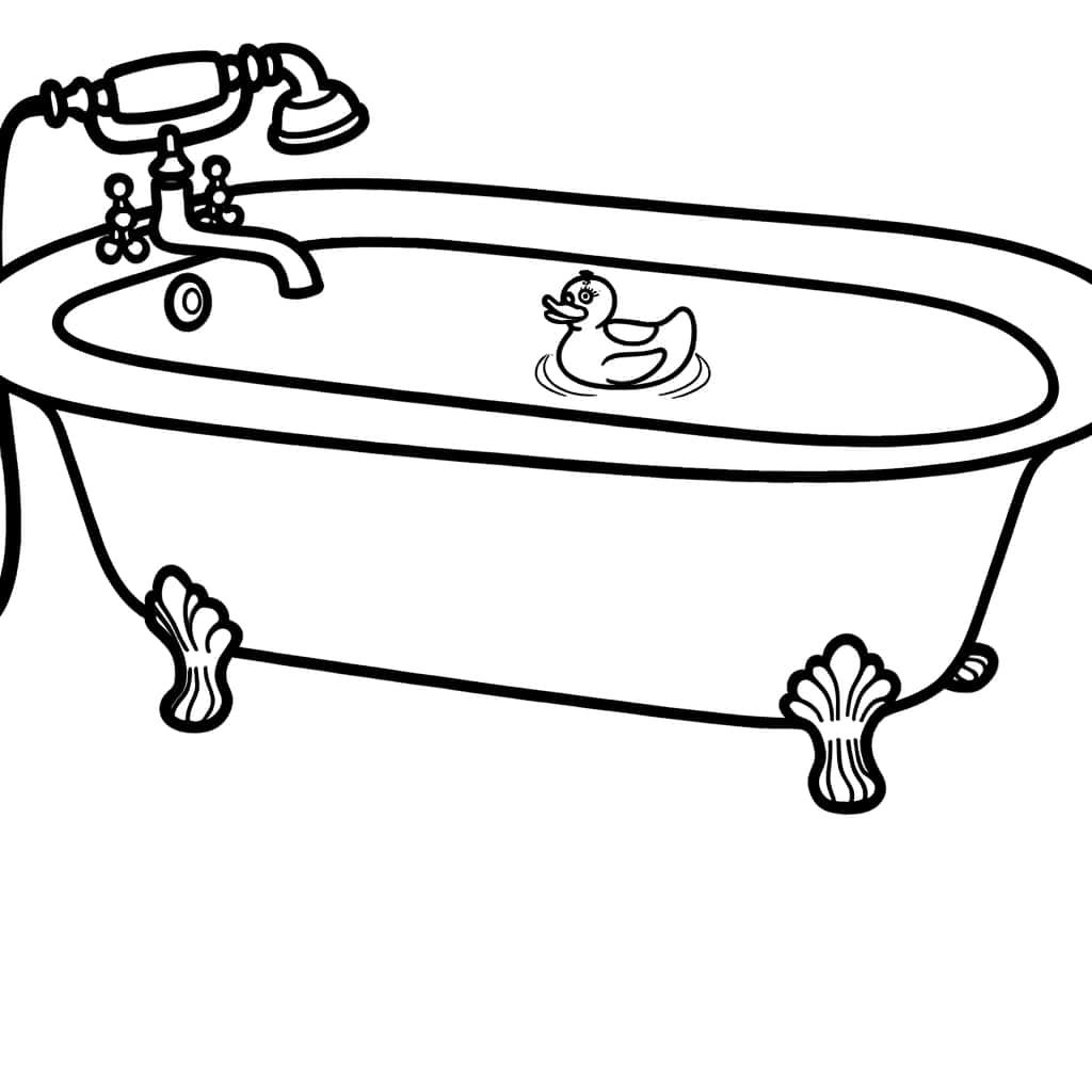 Coloriage Baignoire avec canard à imprimer et colorier