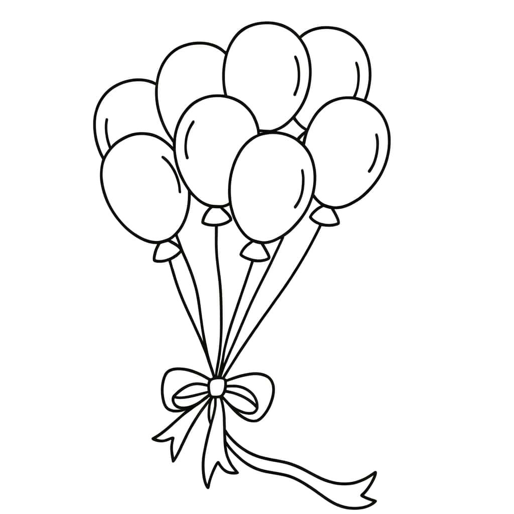 Coloriage Ballons avec nœud à imprimer et colorier