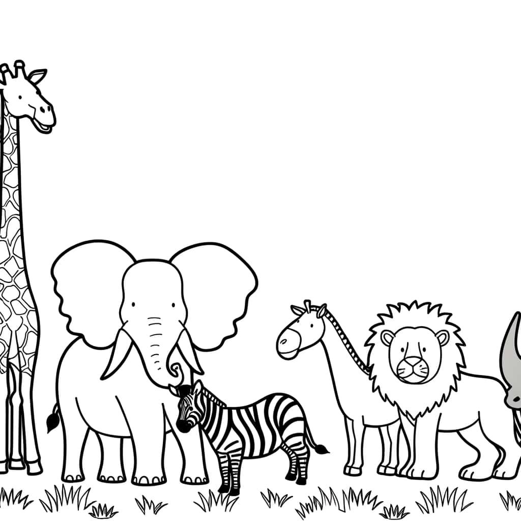Coloriage Animaux de la savane à imprimer et colorier