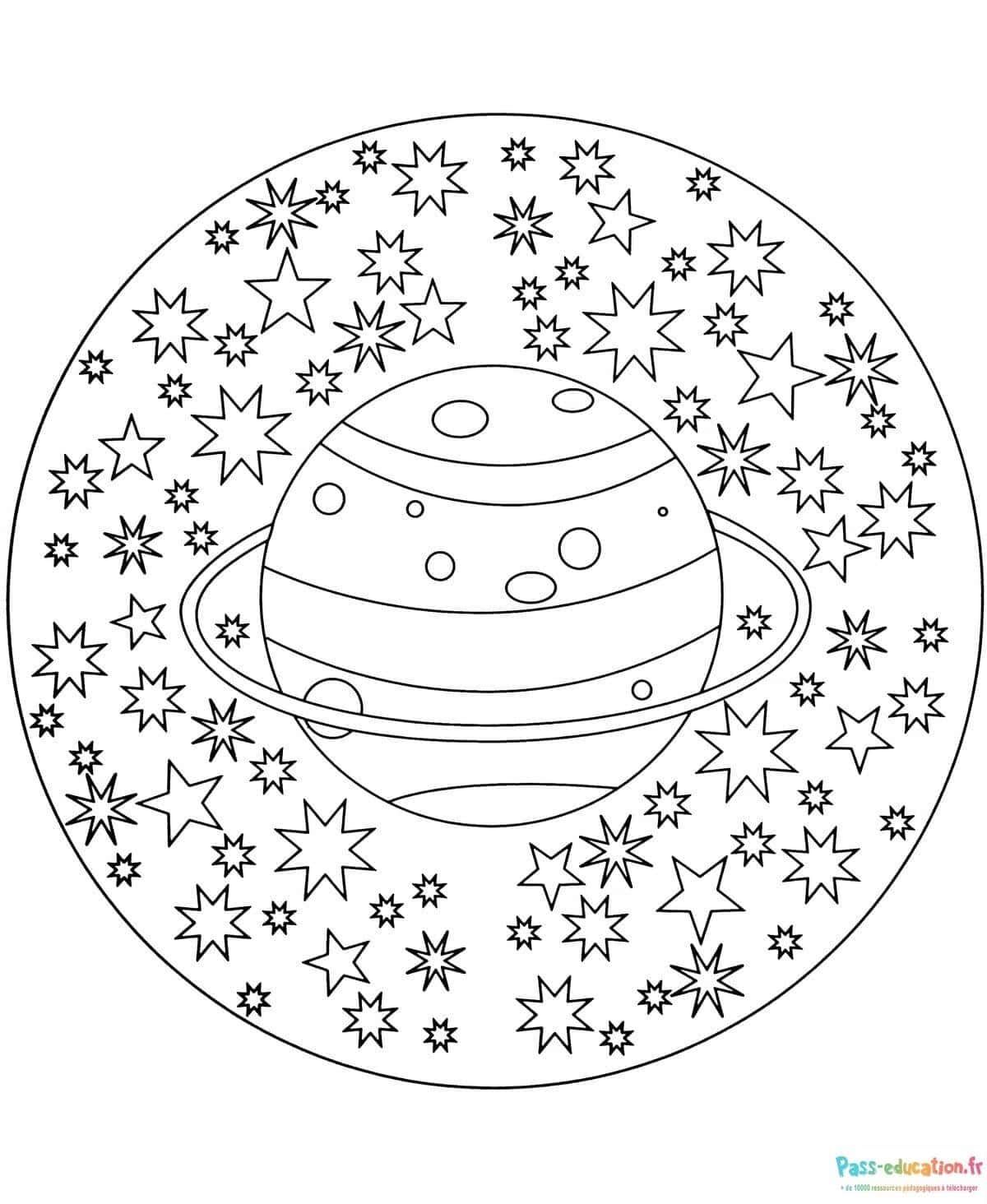 Coloriage Planète et étoiles à imprimer et colorier
