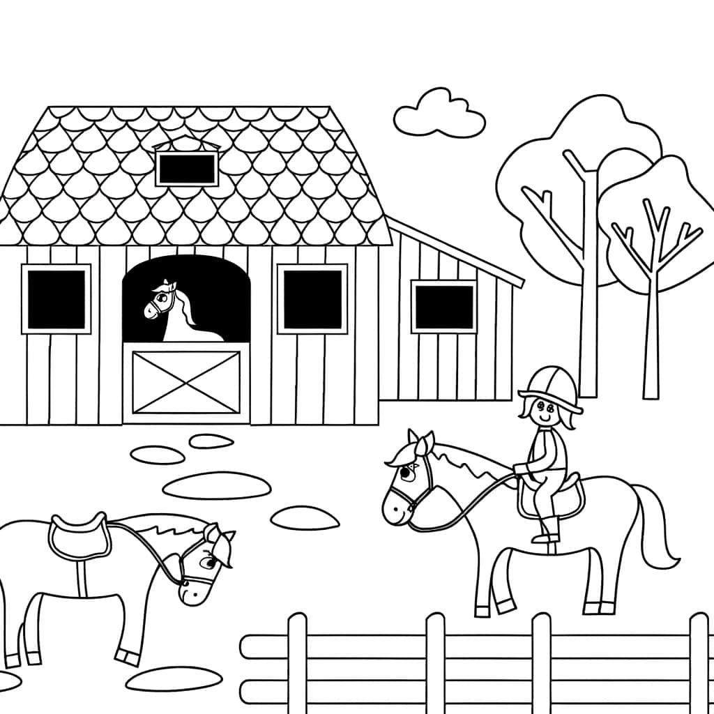 Coloriage Centre Équestre à imprimer et colorier